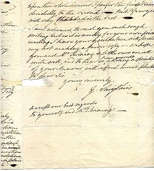 Seller image for Autograph Letter Signed ('Y. Smythies') to Twining, including two translations of 'Bishop Lowth's Maria's Elegy'. for sale by Richard M. Ford Ltd