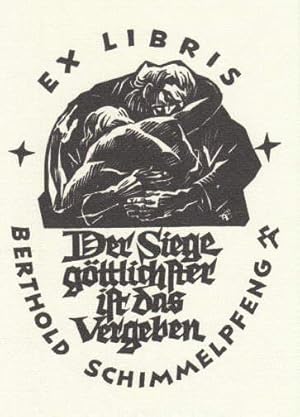 Bild des Verkufers fr Exlibris fr Berthold Schimmelpfeng. Holzschnitt von Rudolf Warnecke. zum Verkauf von Antiquariat Heinz Tessin