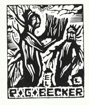 Bild des Verkufers fr Exlibris fr P.G.Becker. Holzschnitt von Raimund Lewandowski. zum Verkauf von Antiquariat Heinz Tessin