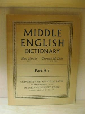 Bild des Verkufers fr Middle English Dictionary, Part A I: Affrai zum Verkauf von PsychoBabel & Skoob Books