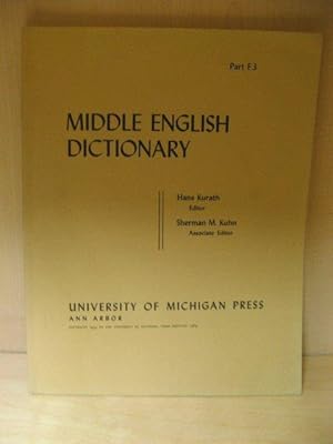 Bild des Verkufers fr Middle English Dictionary, Part F.3: Fleshlinesse - Forgrouen zum Verkauf von PsychoBabel & Skoob Books