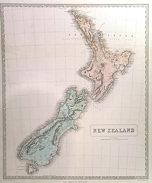 NEW ZEALAND. Large map of New Zealand with much detail. Printed by J. Gellatly and published in...