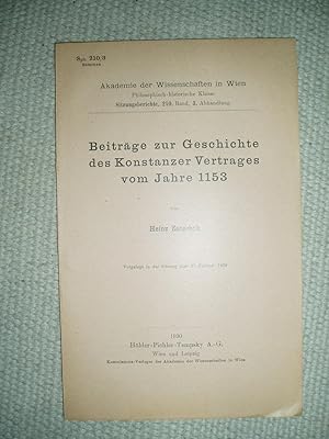 Beiträge zur Geschichte des Konstanzer Vertrages vom Jahre 1153