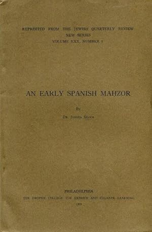 Immagine del venditore per An Early Spanish Mahzor venduto da Austin's Antiquarian Books