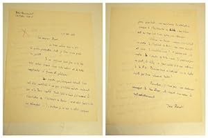 Ein handgeschriebener Brief an Roger Bauer datiert 16.10.1958.