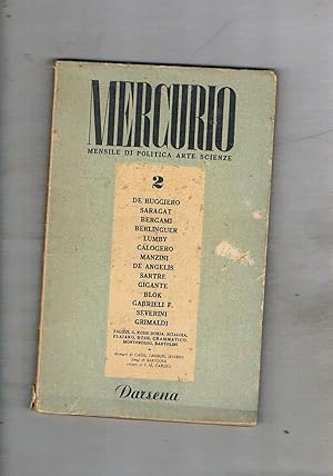 Immagine del venditore per Mercurio mensile di politica, arte, scienze anno I n 2 ott. 1944. Scritti di De Ruggiero, Saragat, Berlinguer, Calogero, Manzini, De Angelis, Sartre, Severini, Falqui, Flaiano, ecc. venduto da Libreria Gull