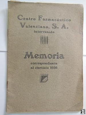 CENTRO FARMACÉUTICO VALENCIANO S A, Intervenido. MEMORIA EJERCICIO 1936