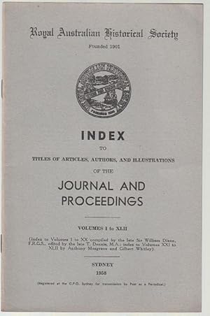 Image du vendeur pour Index to Titles of Article, Authors, and Illustrations of the Journal and Proceedings. Volumes I to XLII mis en vente par Time Booksellers