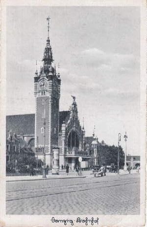 Bild des Verkufers fr Bahnhof. Ansichtskarte in Lichtdruck. Abgestempelt Danzig 26.07.1943. zum Verkauf von Antiquariat Heinz Tessin