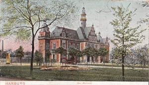 Bild des Verkufers fr Das Rathaus. Ansichtskarte in farbigem Lichtdruck. Abgestempelt Harburg 15.02.1904. zum Verkauf von Antiquariat Heinz Tessin