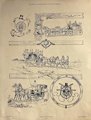 "Fahr-Sport I" originale Feder-Lithographie auf Kunstdruck-Karton (ca.37x28cm) nach einer Zeichnu...