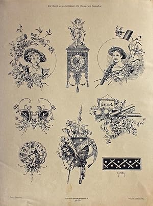 "Criquet und Croquet" originale Feder-Lithographie auf Kunstdruck-Karton (ca.37x28cm) nach einer ...