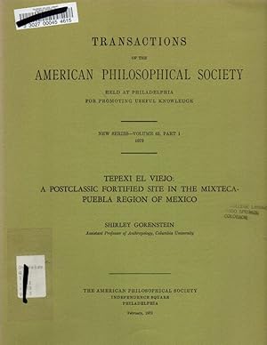 Seller image for Tepexi El Viejo: a Postclassic Fortified Site in the Mixteca-Puebla Region of Mexico (Transactions of the American Philosophical Society Volume 63, Part 1, 1973) for sale by Clausen Books, RMABA