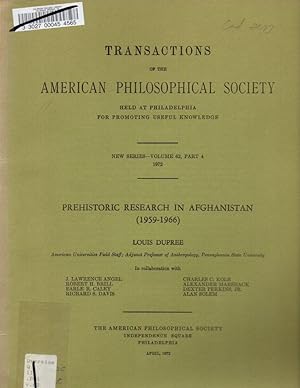 Imagen del vendedor de Prehistoric Research in Afghanistan (1959-1966) (Transactions of the American Philosophical Society Volume 62, Part 4, 1972) a la venta por Clausen Books, RMABA