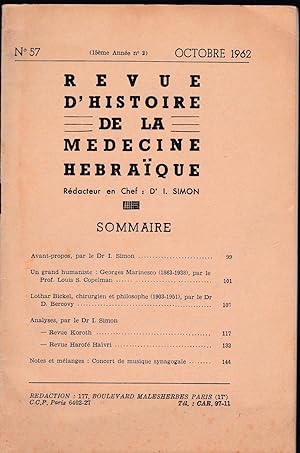 Revue d'histoire de la médecine hébraïque