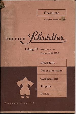 Teppich Schrödter, Leipzig, Preisliste Februar 1939