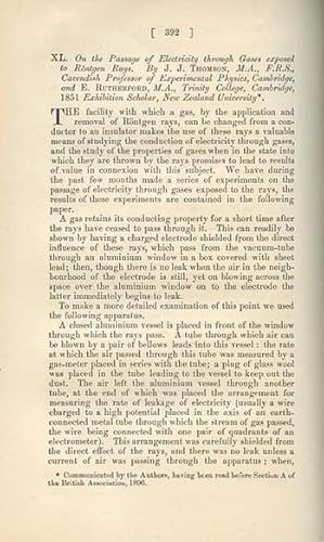 On the passage of Electricity through Gases exposed to Röntgen Rays, in The London, Edinburgh, an...