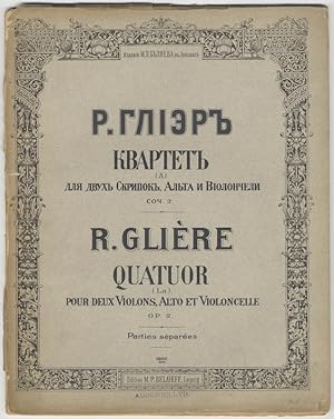 Immagine del venditore per [Op. 2]. Quatuor (La) pour deux Violons, Alto et Violoncelle.[Parts] venduto da J & J LUBRANO MUSIC ANTIQUARIANS LLC