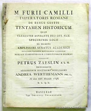 M. Furii Camilli Imperatoris Romani de rebus gestis tentamen historicum. Basel, Thurneysen, 1796....