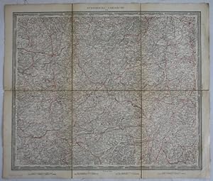 Lithographierte Karte im Maßstab 1:500.000 mit rot eingezeichnetem Wegenetz. Entworfen und bearbe...