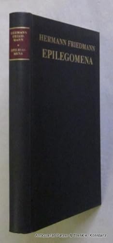 Seller image for Epilegomena. Zur Diagnose des Wissenschafts-Zeitalters. (Vorwort von Hans-Georg Gadamer). Mnchen, Beck, 1954. XII, 216 S. Or.-Lwd. for sale by Jrgen Patzer