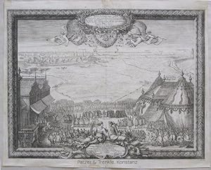 Seller image for Typus Solennitatum quibus Tabulae pacis inter Sueciae et Daniae. 27. Mai 1660". Kupferstich mit breiter ornamentaler Bordre. (Nrnberg 1697). 28,8 x 37,5 cm (Blatt 31.8 x 39,6 cm). for sale by Jrgen Patzer