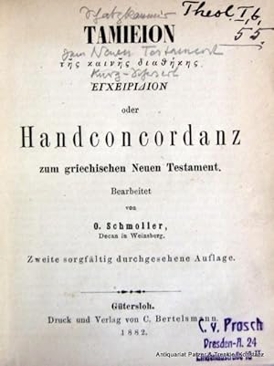 Image du vendeur pour Bearbeitet von O. Schmoller. 2. durchgesehene Auflage. Gtersloh, Bertelsmann, 1882. Kl.-8vo. VIII, 548 S. Hldr.d.Zt.; Kanten bestoen, Rcken berieben, oberes Kapital beschdigt. - Titel mit Besitzvermerken. mis en vente par Jrgen Patzer