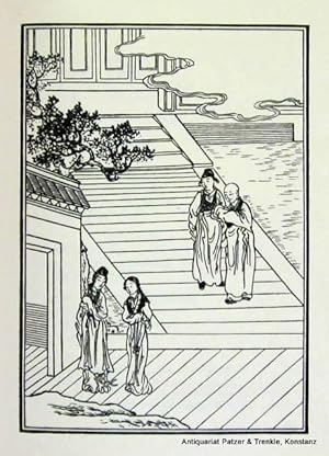 Imagen del vendedor de Das Westzimmer. Ein chinesisches Singspiel in deutscher Sprache. Peking u. Leipzig, Pekinger Verlag, 1926. Gr.-8vo. Mit 21 ganzs. Illustrationen nach chinesischen Holzschnitten. 355 S. Or.-Lwd. mit kl. Deckelbild; etw. angestaubt u. stockfleckig. a la venta por Jrgen Patzer