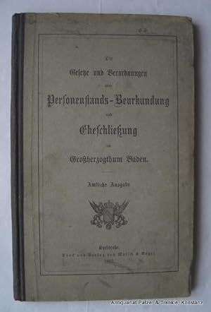 Seller image for Amtliche Ausgabe. Karlsruhe, Malsch & Vogel, 1887. IV, 157 S. Orig.-Halbleinenband; fleckig. for sale by Jrgen Patzer