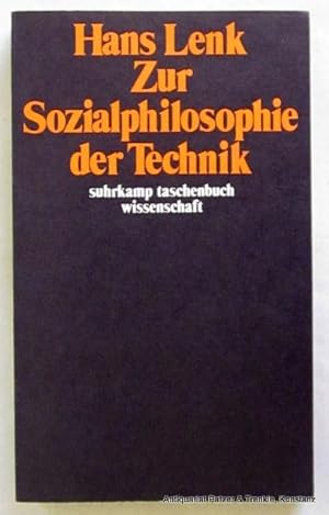 Imagen del vendedor de Zur Sozialphilosophie der Technik. Frankfurt, Suhrkamp, 1982. Kl.-8vo. 300 S., 2 Bl. Or.-Kart. (Suhrkamp Taschenbuch Wissenschft, 414). (ISBN 3518280147). a la venta por Jrgen Patzer