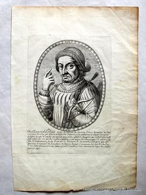 Kupferstich-Porträt im Oval mit französischer Legende. Frankreich, Mitte 17. Jahrhundert. Platten...
