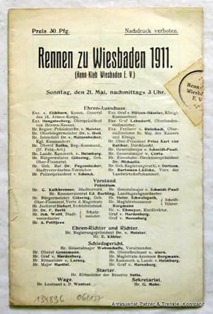 (Renn-Klub Wiesbaden E.V.). Sonntag, den 21. Mai, nachmittags 3 Uhr. Programmheft. (Wiesbaden, Bu...