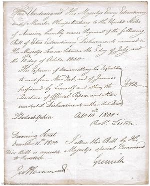 Finely Penned Document signed by both, (1st Baron, William Wyndham, 1759-1834, Speaker 1789, Prim...