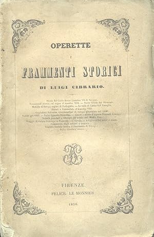 Bild des Verkufers fr OPERETTE E FRAMMENTI STORICI. zum Verkauf von studio bibliografico pera s.a.s.