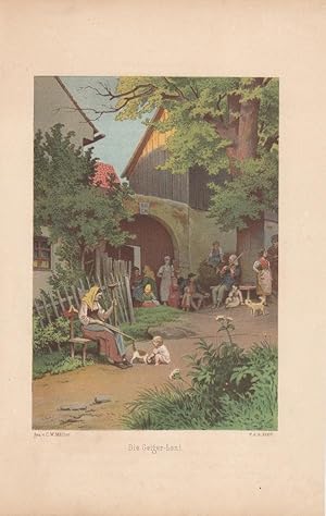 Die Geiger Leni, Chromolithographie um 1885, Blattgröße: 22,3 x 14 cm, reine Bildgröße: 16,2 x 10...