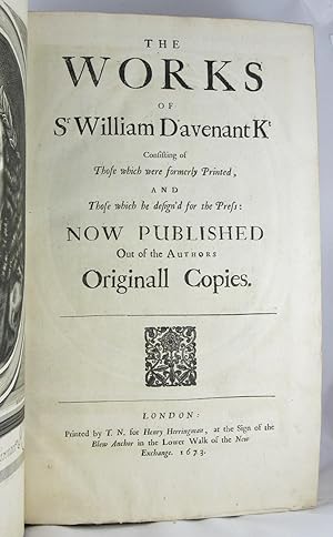 Works of Sr William Davenant Kt Consisting of those which were f.