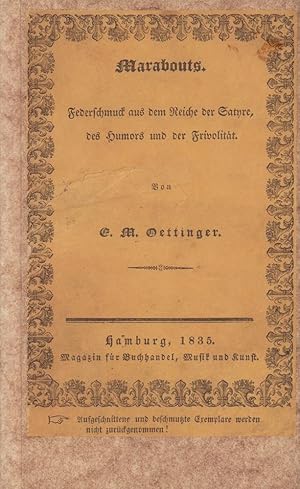 Image du vendeur pour Marabouts. Federschmuck aus dem Reiche der Satyre, des Humors und der Frivolitt. mis en vente par Antiquariat Reinhold Pabel