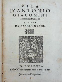 Bild des Verkufers fr Vita d'Antonio Giacomini Tebalducci Malaspini. zum Verkauf von Gabriele Maspero Libri Antichi
