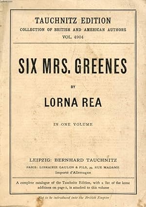 Bild des Verkufers fr SIX MRS. GREENES (COLLECTION OF BRITISH AND AMERICAN AUTHORS, VOL. 4904) zum Verkauf von Le-Livre