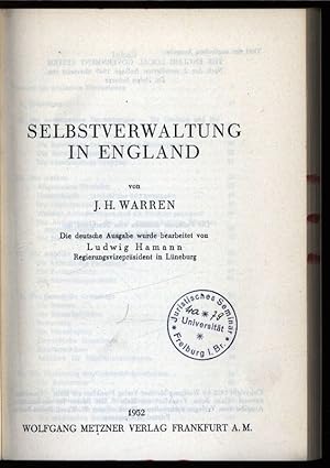 Seller image for Selbstverwaltung in England. Wissenschaftliche Schriftenreihe des Instituts zur Frderung ffentlicher Angelegenheiten, Band 6. for sale by Antiquariat Bookfarm