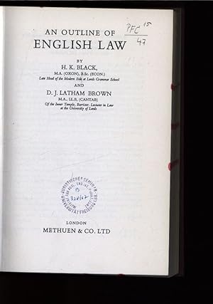 Bild des Verkufers fr An Outline of English Law. zum Verkauf von Antiquariat Bookfarm