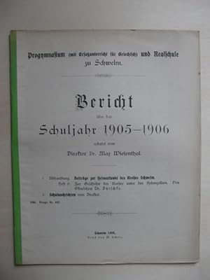 Progymnasium (mit Ersatzunterricht für Griechisch) und Realschule zu Schwelm: Bericht über das Sc...