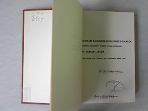 Bild des Verkufers fr German Administration Since Bismarck: Central Authority Versus Local Autonomy. zum Verkauf von Antiquariat Bookfarm