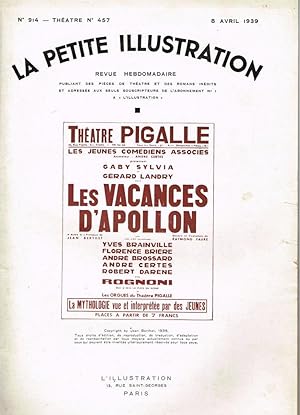 Image du vendeur pour Les Vacances d'Apollon mis en vente par Librairie l'Aspidistra
