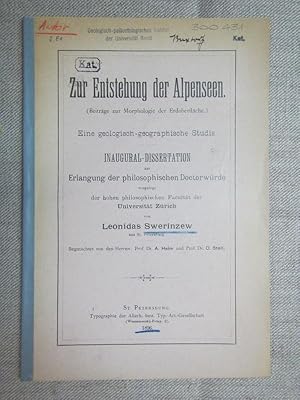 Zur Entstehung der Alpenseen. Beiträge zur Morphologie der Erdoberfläche, Inaugural-Dissertation ...