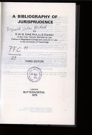 Seller image for A Bibliography of Jurisprudence. for sale by Antiquariat Bookfarm
