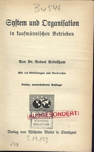 Seller image for System und Organisation in kaufmnnischen Betrieben. for sale by Antiquariat Bookfarm