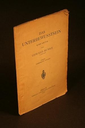 Seller image for Das Unterbewusstsein. Eine Kritik. for sale by Steven Wolfe Books