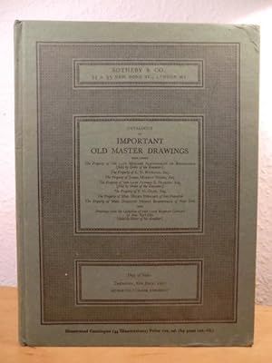 Bild des Verkufers fr Catalogue of important old Master Drawings. Day of Sale: Thursday, 6th July, 1967 zum Verkauf von Antiquariat Weber