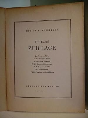 Seller image for Musica-Sonderdruck. Zur Lage for sale by Antiquariat Weber